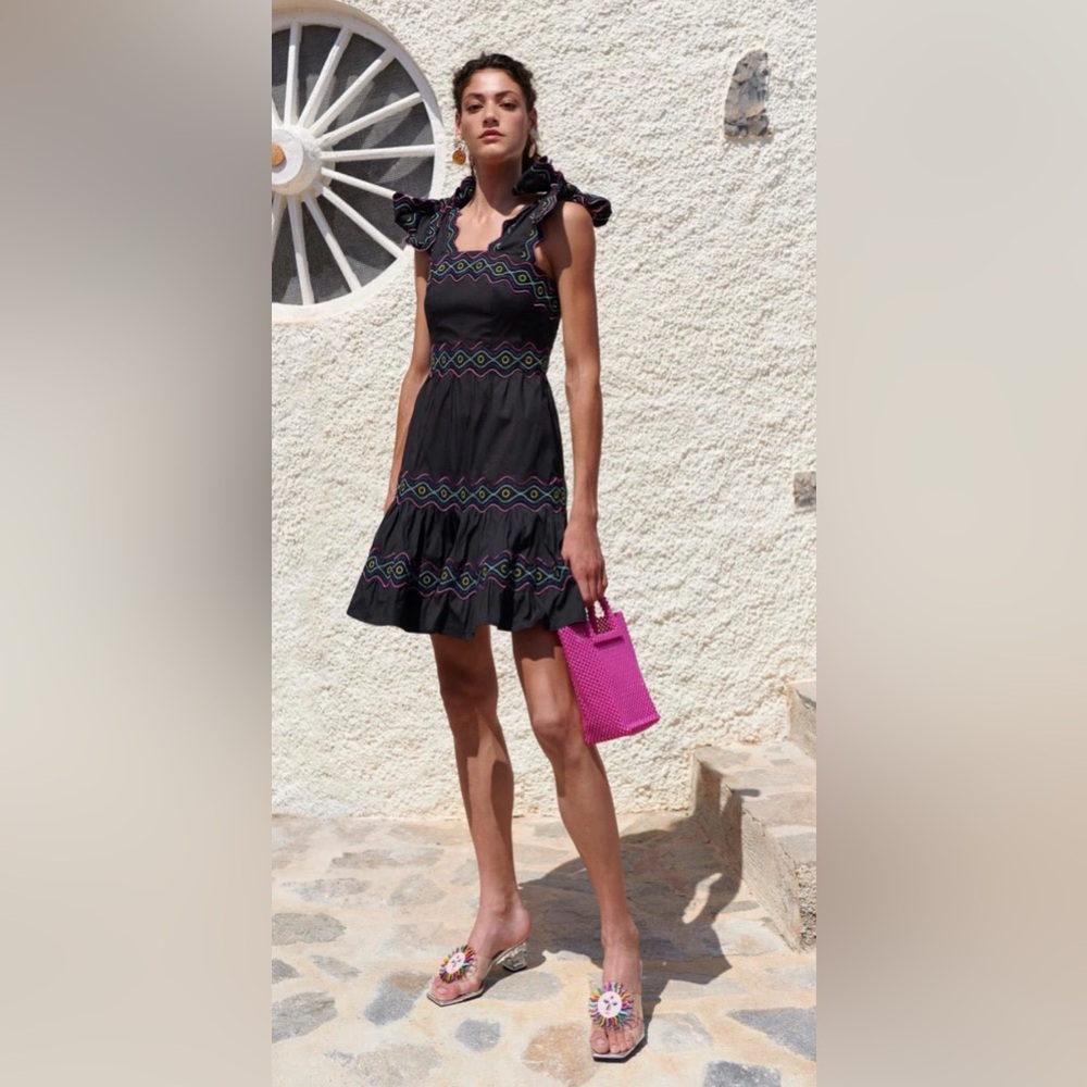 Cecilia B Embroidered Tiered Dress - size M